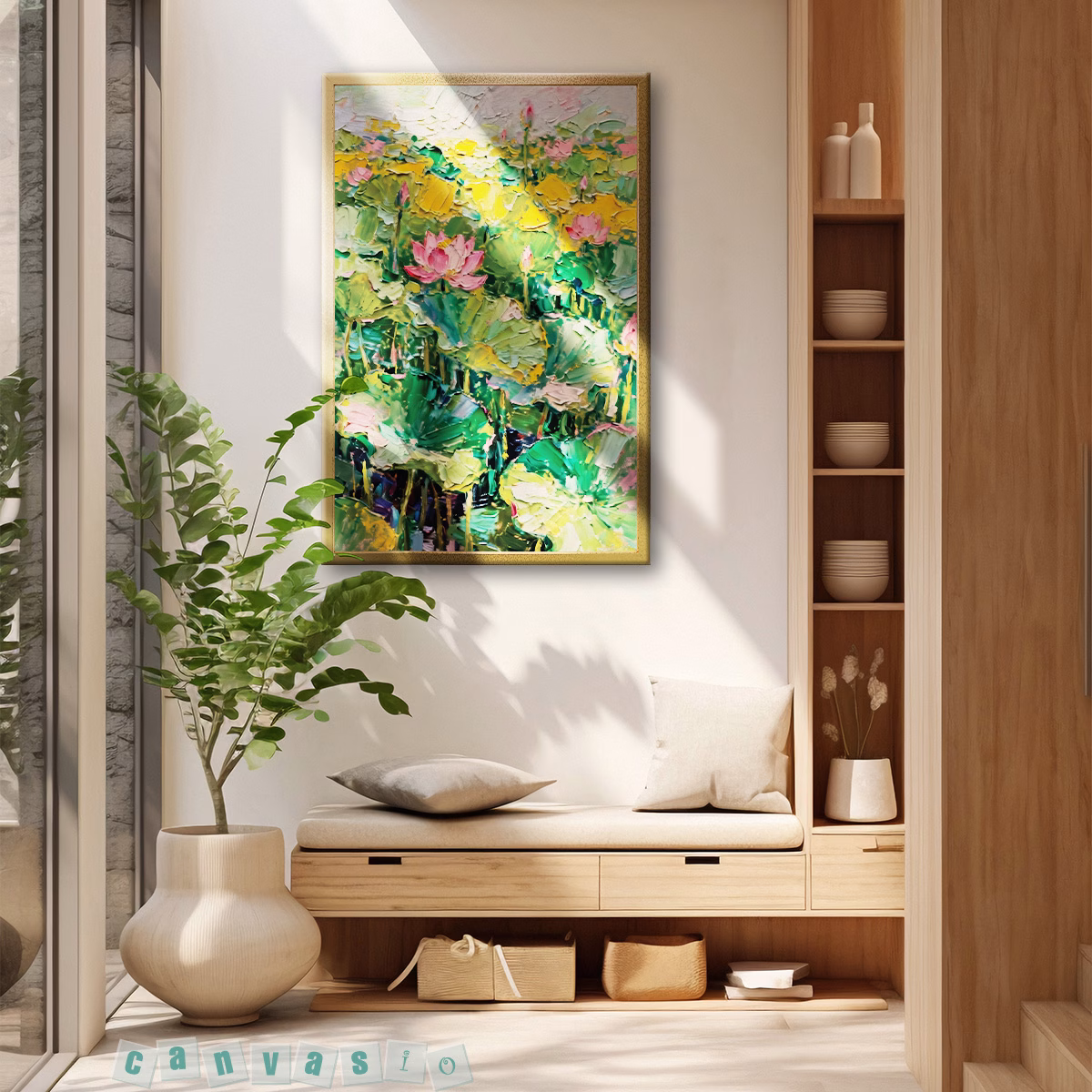 Tranh canvas hoa sen vàng rực rỡ | Mã KAP-HS 0035