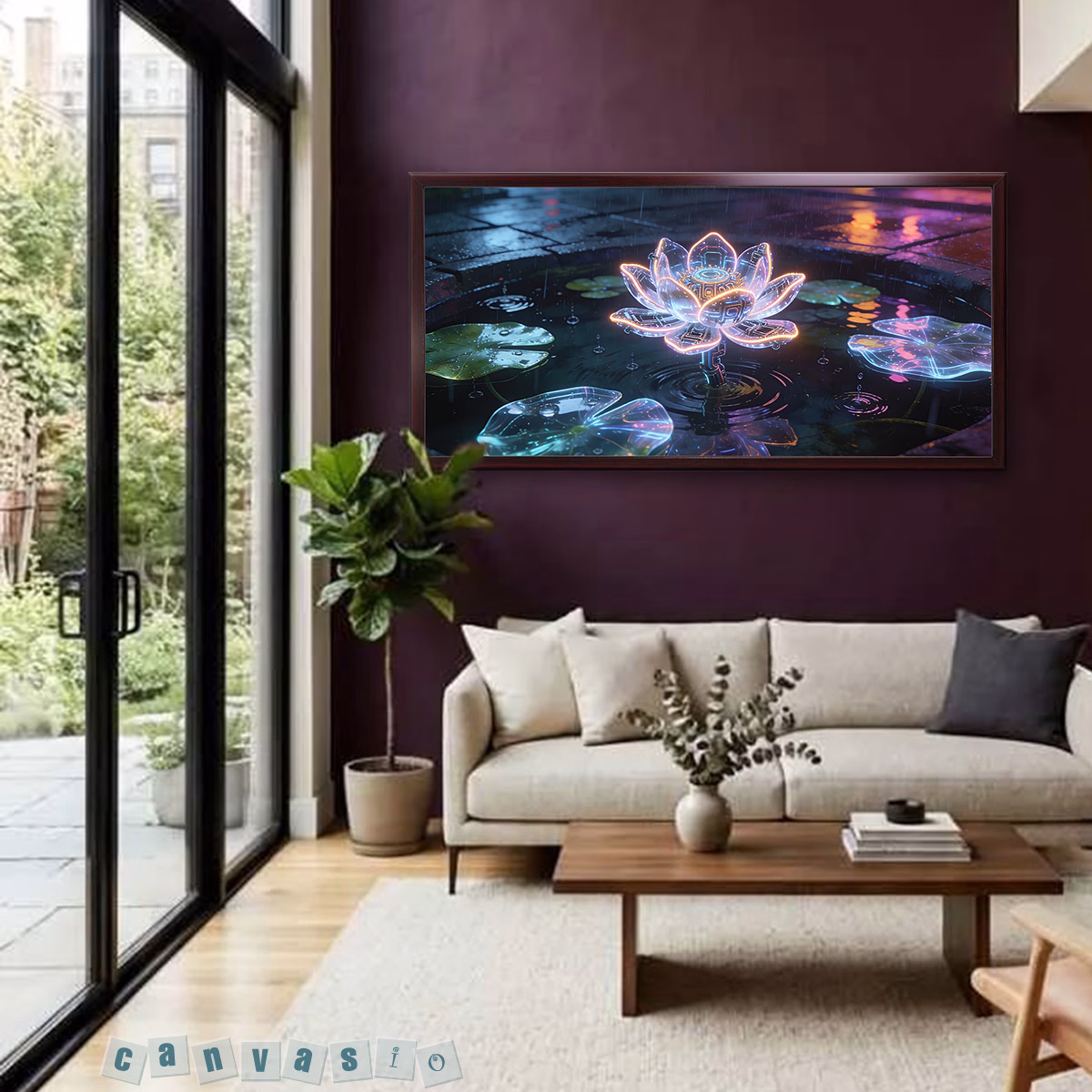 Tranh canvas hoa sen công nghệ phát sáng | Mã KAP-HS 0041