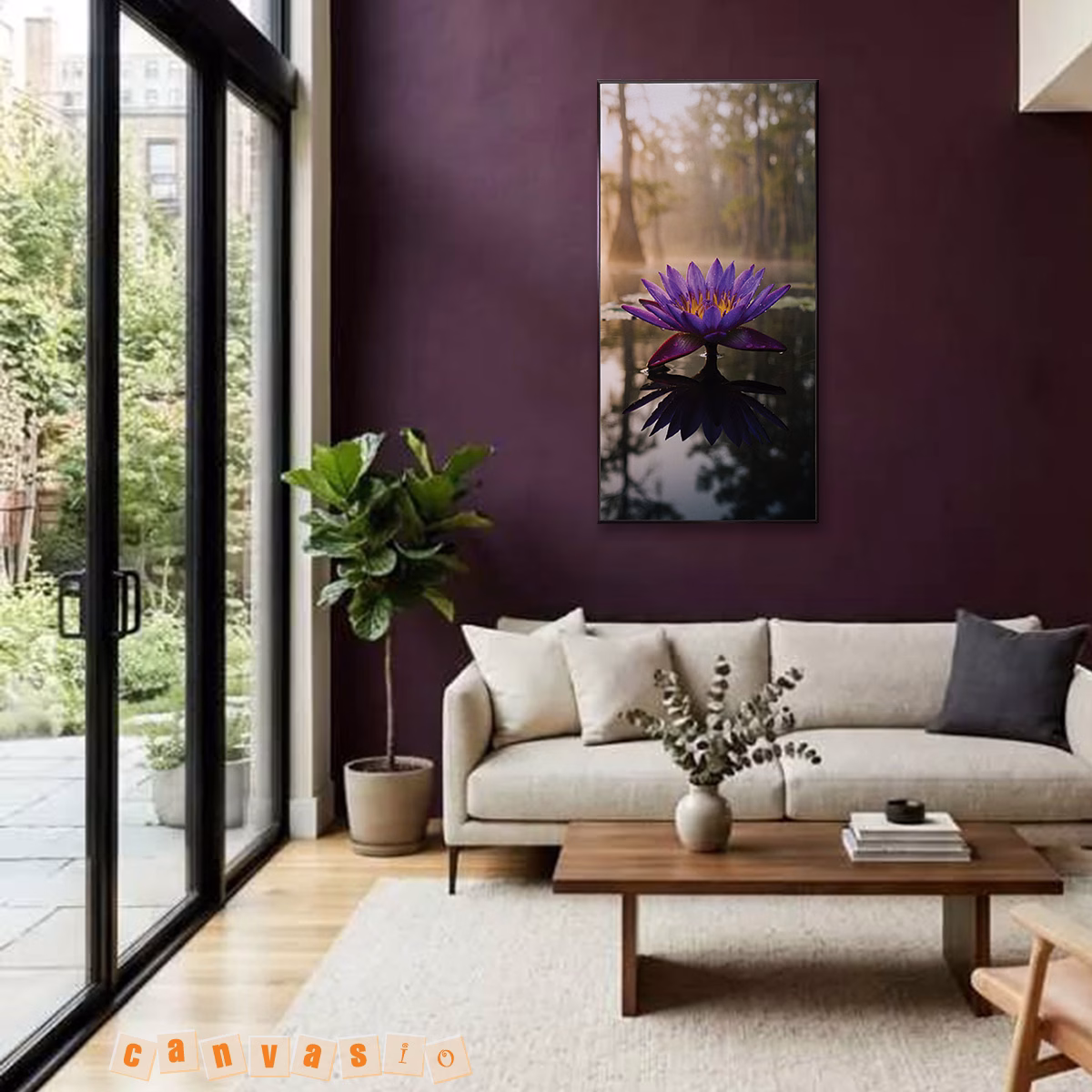 Tranh canvas hoa súng tím nghệ thuật | Mã KAP-HSU 0007