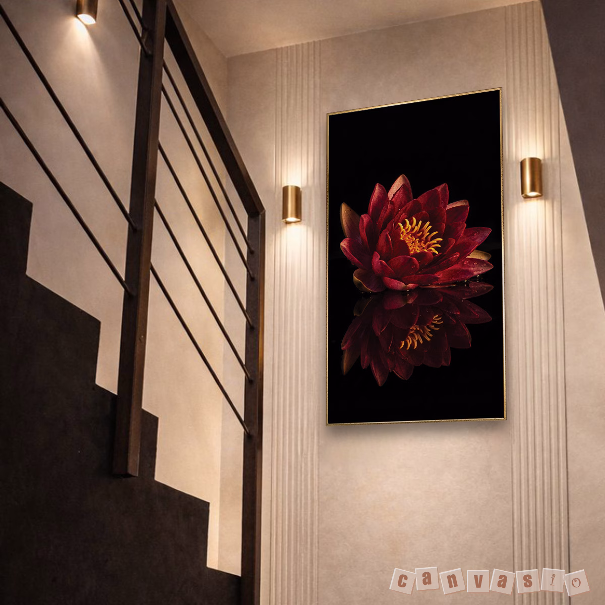 Tranh canvas hoa súng đỏ nghệ thuật sang trọng | Mã KAP-HSU 0008 Tranh canvas hoa súng đỏ nghệ thuật sang trọng | Mã KAP-HSU 0008
