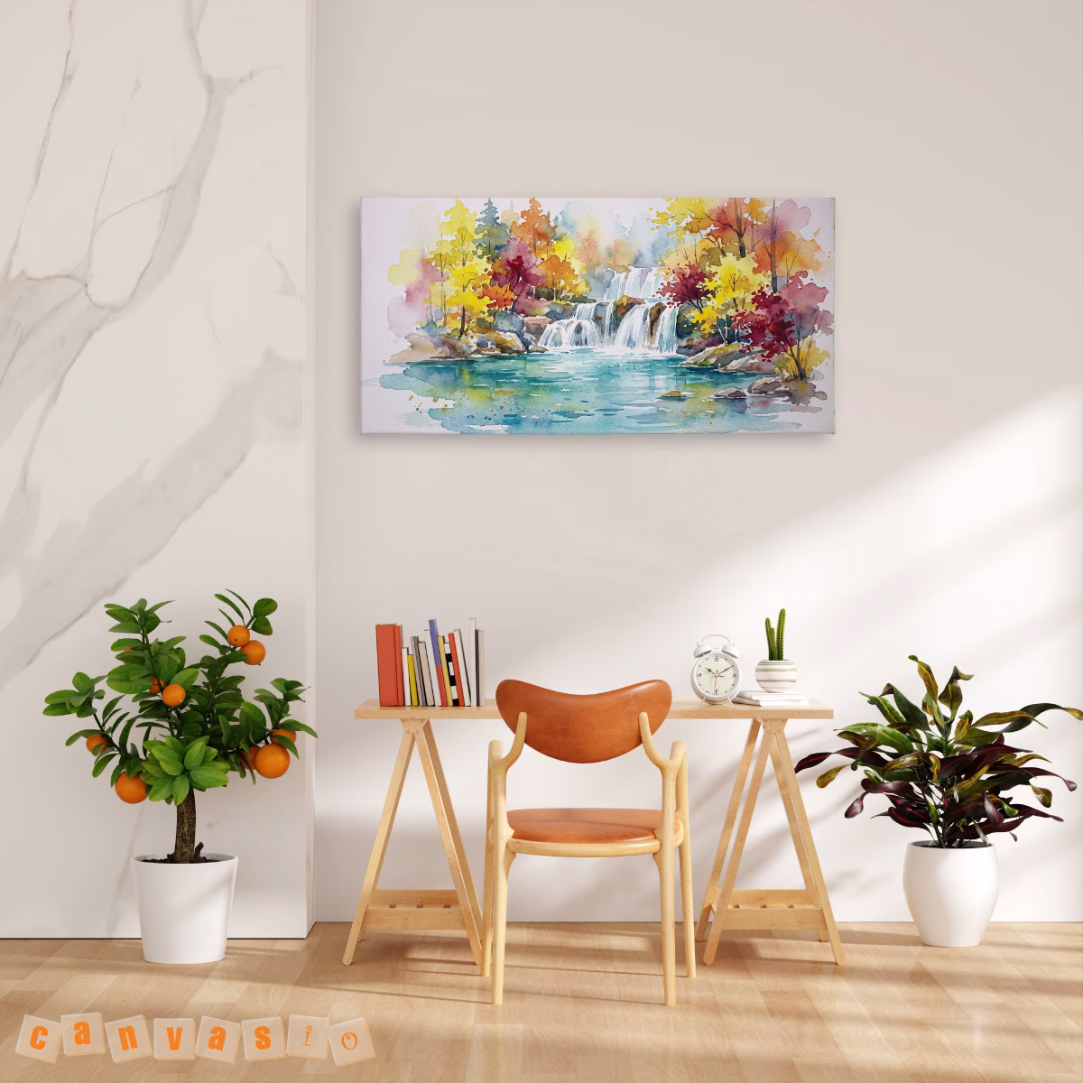 Tranh canvas phong cảnh thác nước mùa thu | Mã KAP-PC 0022