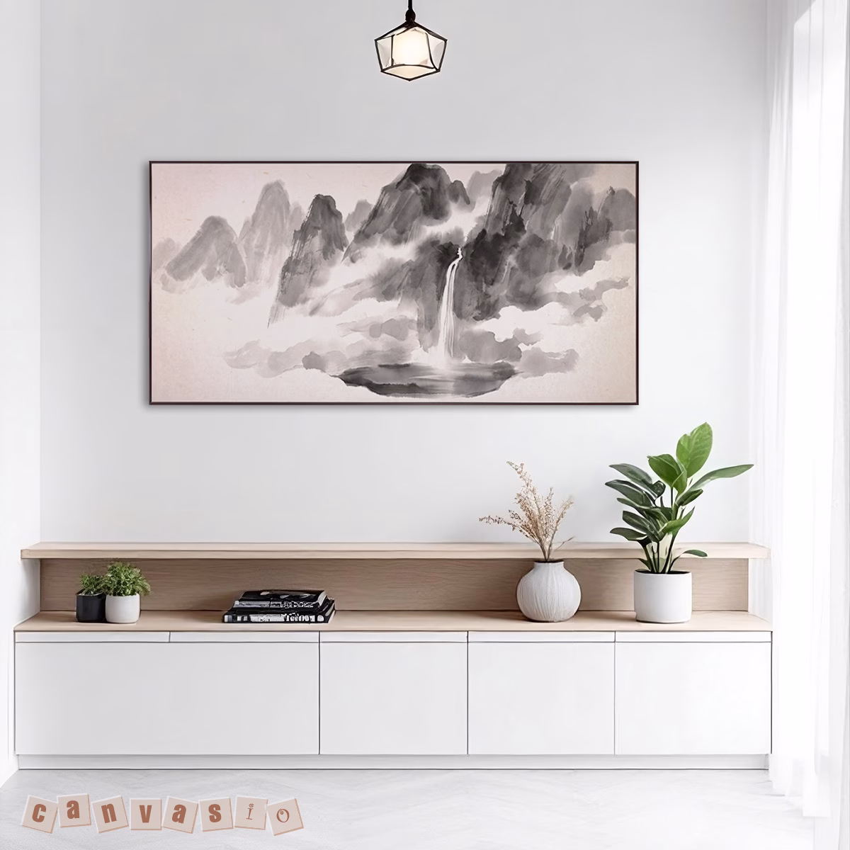 Tranh canvas thủy mặc sơn thủy hữu tình | Mã KAP-PC 0034