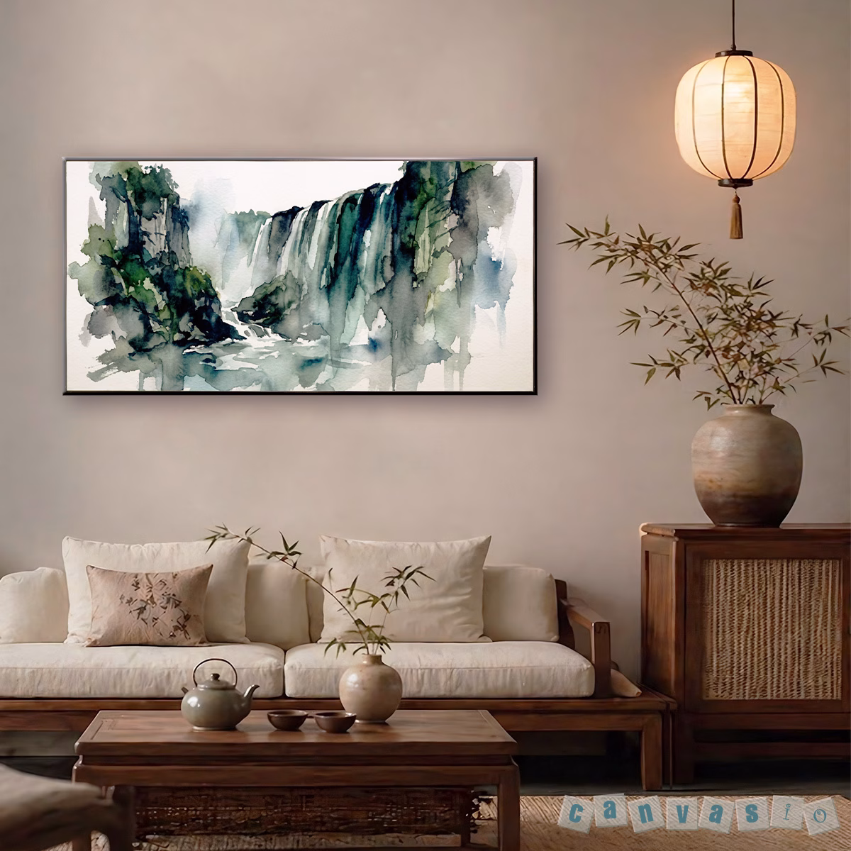 Tranh canvas phong cảnh thác nước phong cách sơn dầu | Mã KAP-PC 0053