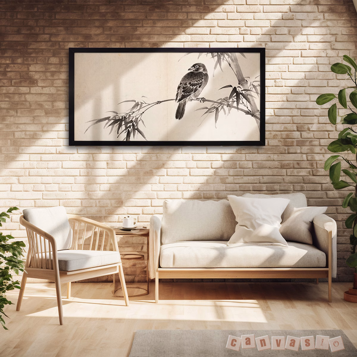 Tranh canvas chim đậu cành trúc | Mã KAP-PC 0065 Tranh canvas chim đậu cành trúc | Mã KAP-PC 0065
