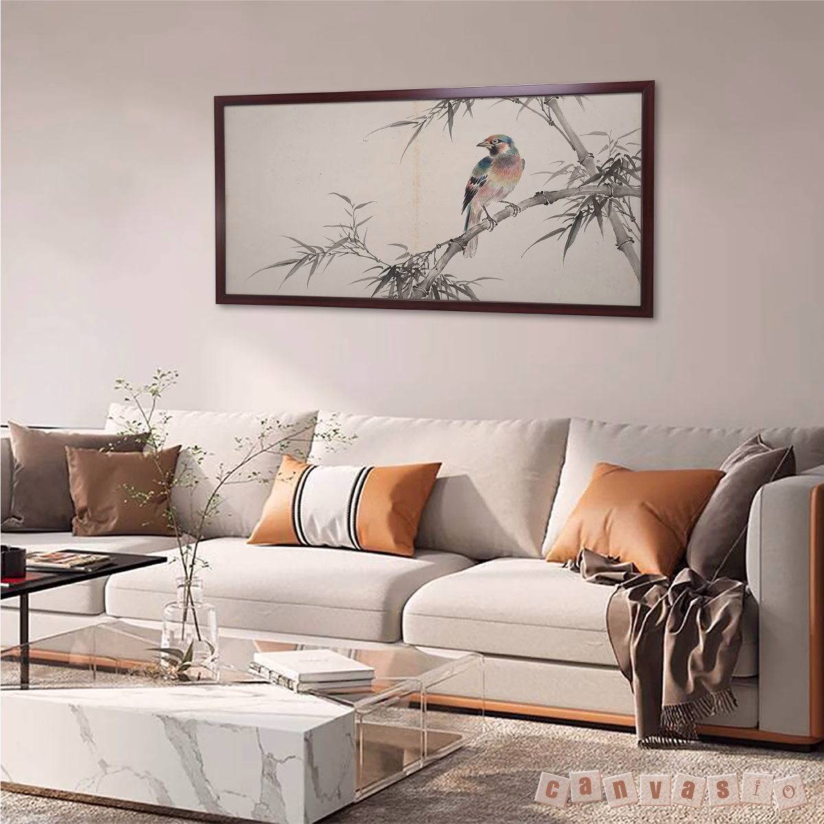 Tranh canvas chim đậu cành trúc | Mã KAP-PC 0068