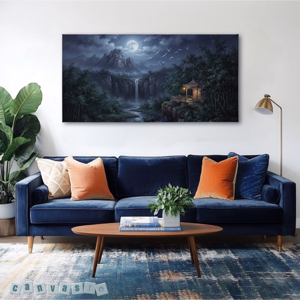 Tranh canvas treo tường phong cảnh đêm trăng sơn thủy | Mã KAP-PC 0073