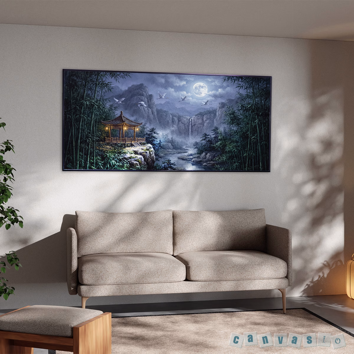 Tranh canvas treo tường phong cảnh đêm trăng | Mã KAP-PC 0074
