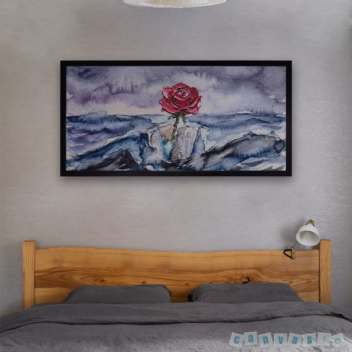 Tranh canvas hoa hồng đỏ trên đá | Mã KAP-HH 0001 Tranh canvas hoa hồng đỏ trên đá | Mã KAP-HH 0001