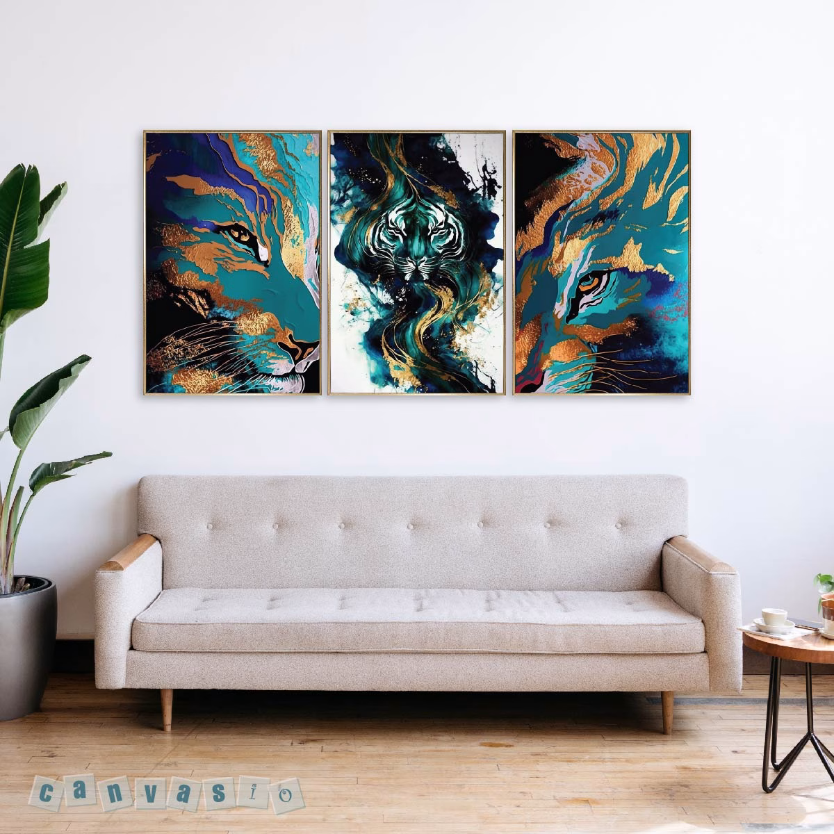 Bộ 3 bức tranh canvas hổ trừu tượng nghệ thuật | Mã KAP-CH 0005