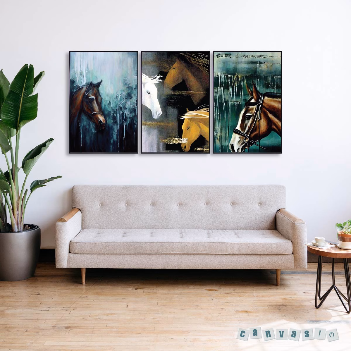Bộ 3 bức tranh canvas những chú ngựa | Mã KAP-CN 0001