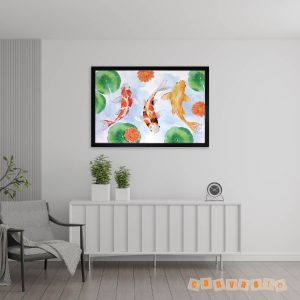 Tranh canvas cá chép hoa sen | Mã số KAP-ĐV 0002