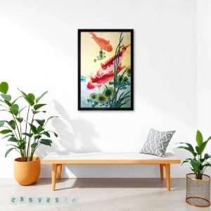 Tranh canvas cá chép hoa sen | Mã số KAP-ĐV 0003