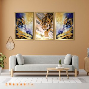 Tranh canvas bộ 3 bức hình hổ quyền lực | Mã số KAP-ĐV 0010