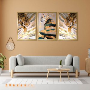 Tranh canvas bộ 3 bức chúa sơn lâm cá tính | Mã KAP-ĐV 0012