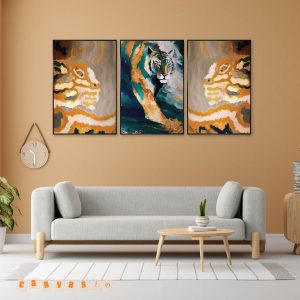 Bộ 3 tranh canvas hổ vàng trừu tượng | Mã KAP-ĐV 0011