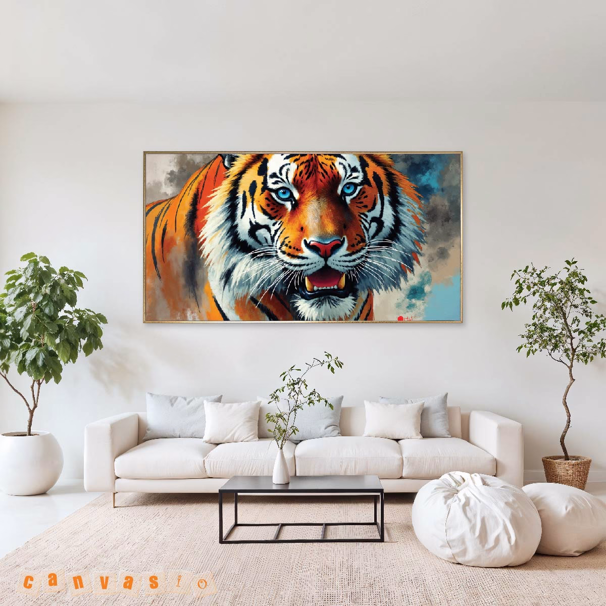 Tranh canvas hổ mắt xanh dũng mãnh KAP - ĐV 0018