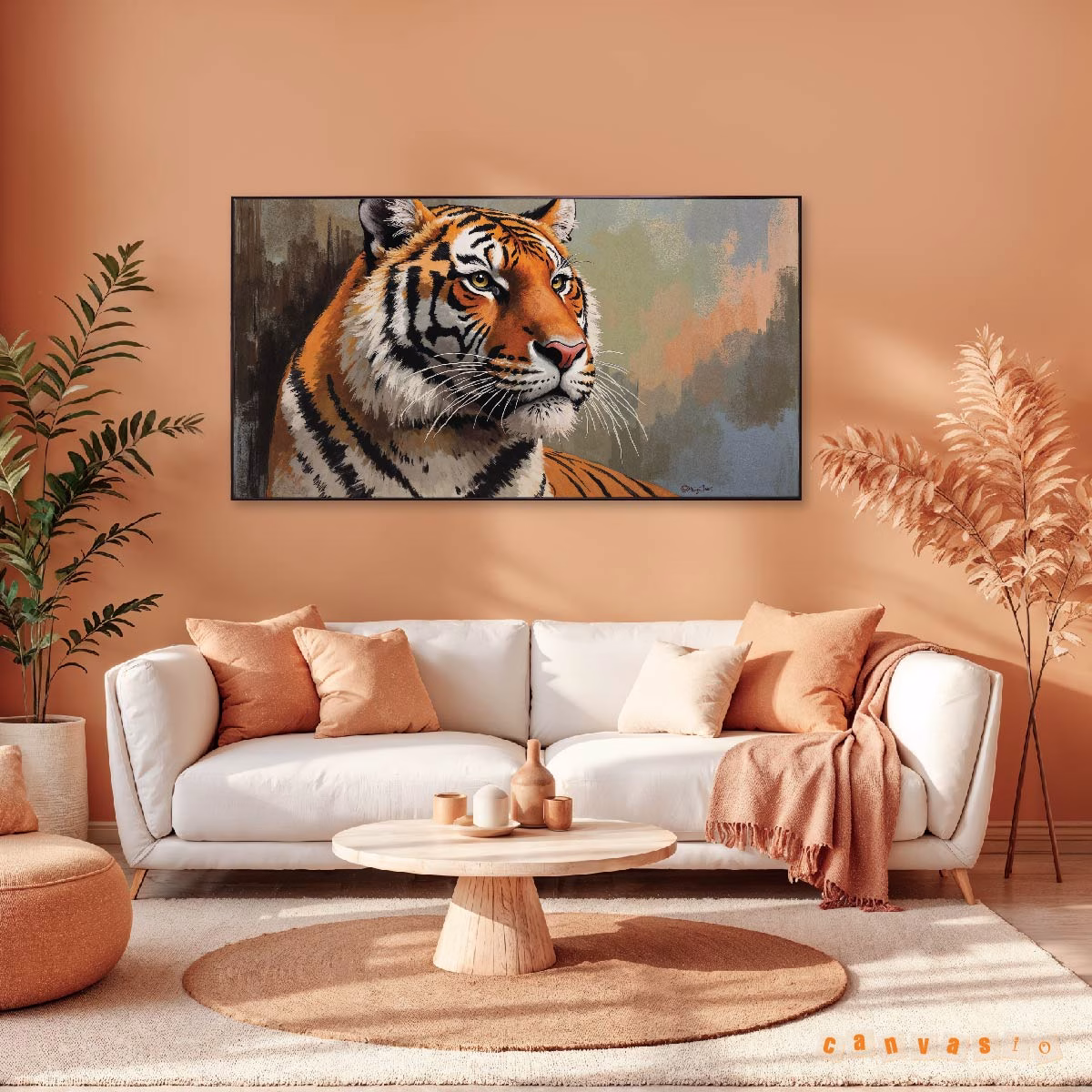 Tranh canvas hổ dầu mờ sang trọng | Mã KAP-ĐV 0021