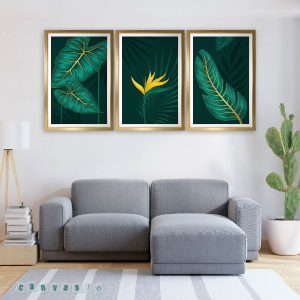 Bộ tranh canvas lá cây và hoa thiên điểu | Mã số KAP-HL 0009