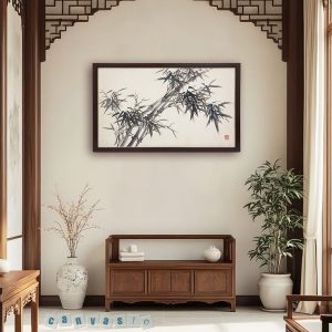 Tranh canvas tùng trúc phong cách thủy mặc nghệ thuật | Mã số KAP-HL 0016