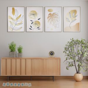 Bộ 4 bức tranh canvas nghệ thuật tối giản | Mã số KAP-HL 0026