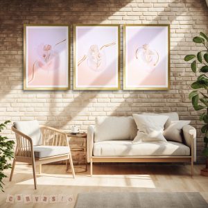 Bộ 3 bức tranh canvas hoa nghệ thuật tối giản | Mã số KAP-HL 0030