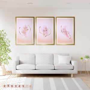 Bộ 3 tranh canvas nghệ thuật tối giản Bắc Âu sắc hồng tinh tế | Mã số KAP-HL 0031
