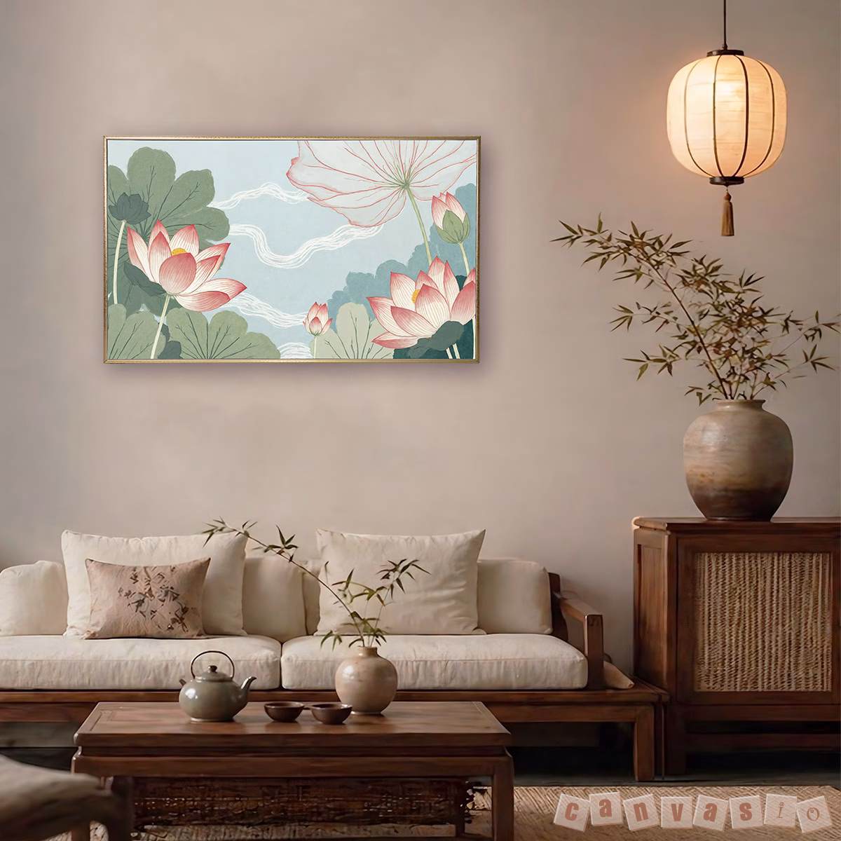 Tranh Canvas hoa sen thanh tao cổ điển | Mã KAP-HS 0009