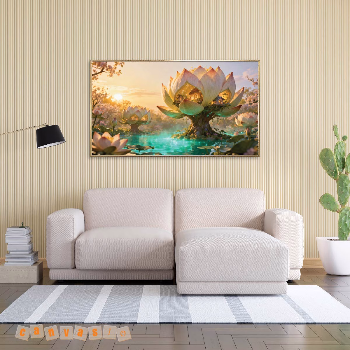 Tranh canvas sen vàng cổ tích | Mã KAP-HS 0043