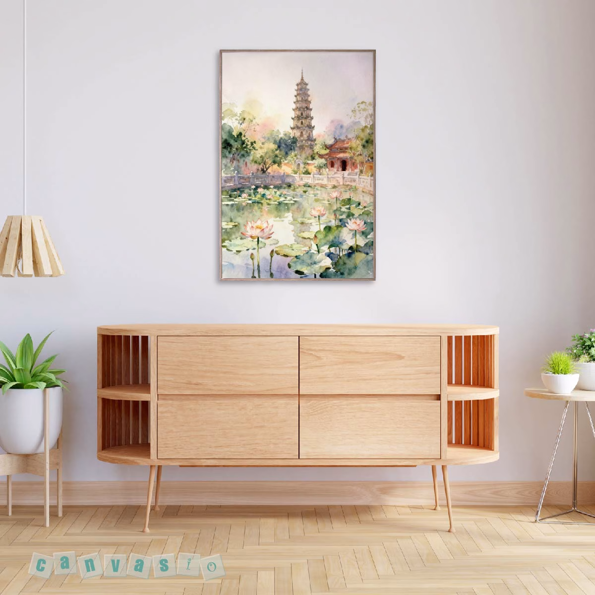 Tranh canvas hoa sen bình yên Hà Nội | Mã KAP - HS 0044