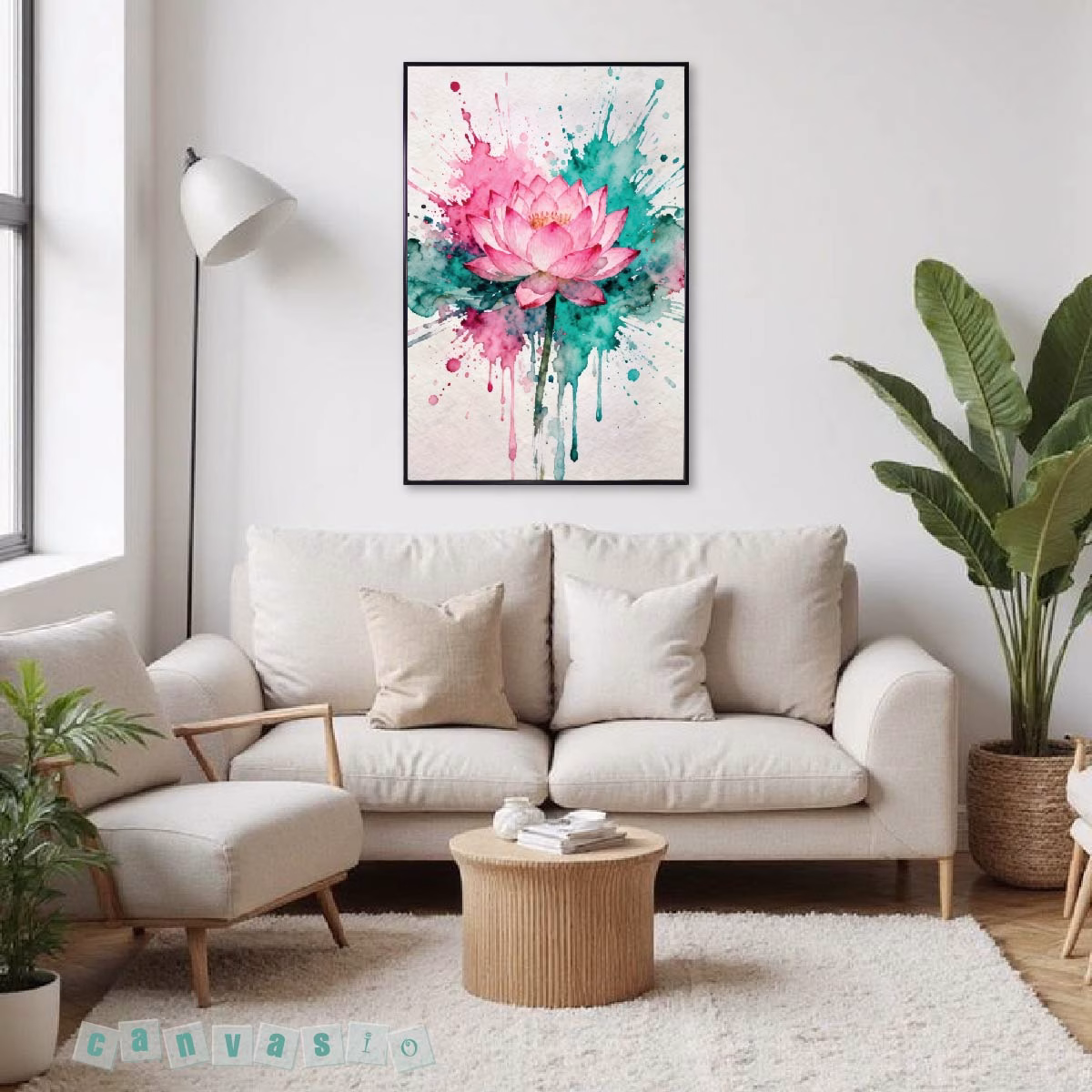 Tranh canvas hoa sen phong cách màu nước nghệ thuật | Mã KAP-HS 0070