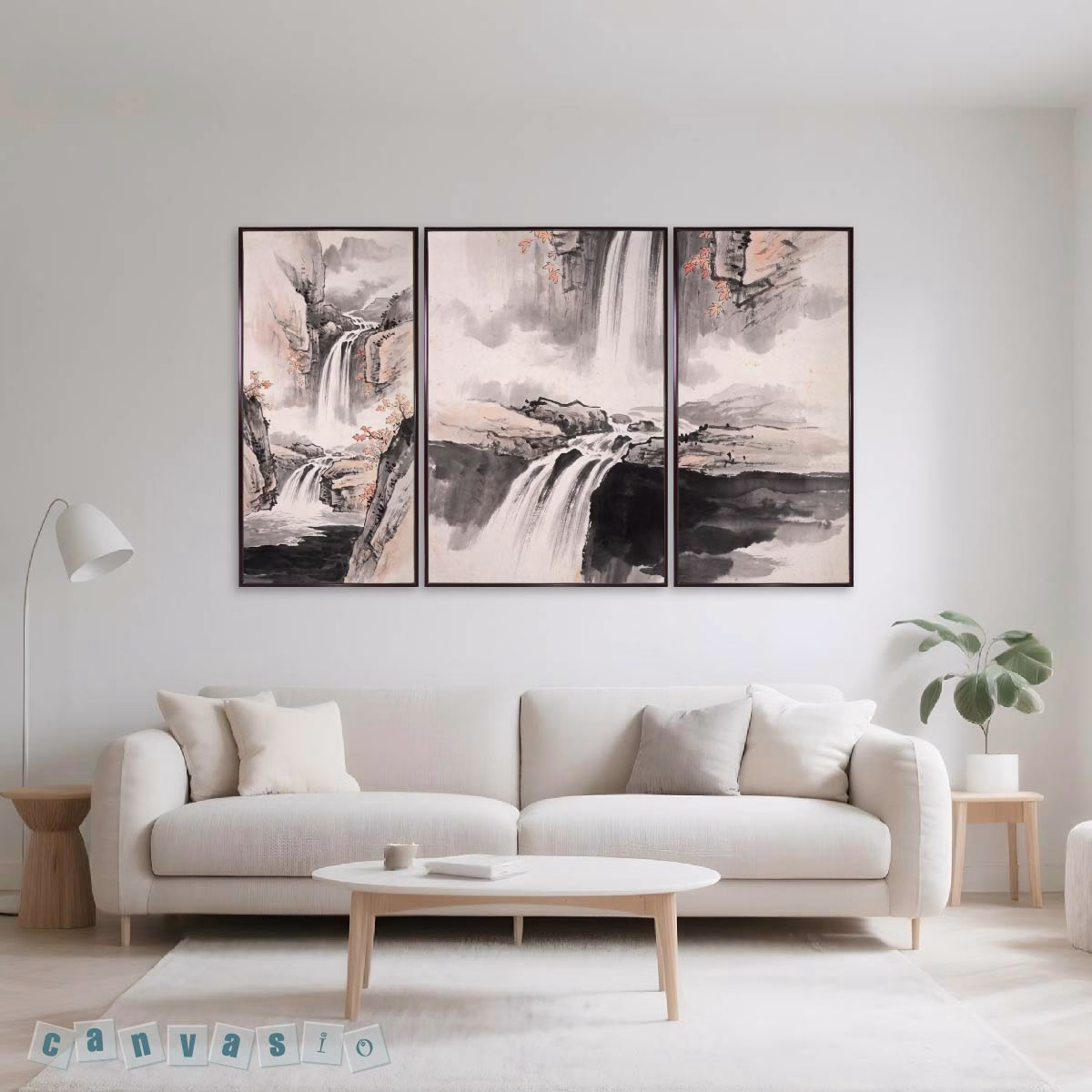 Tranh canvas bộ 3 bức phong cảnh thác nước sơn thủy hữu tình | Mã KAP-PC 0044