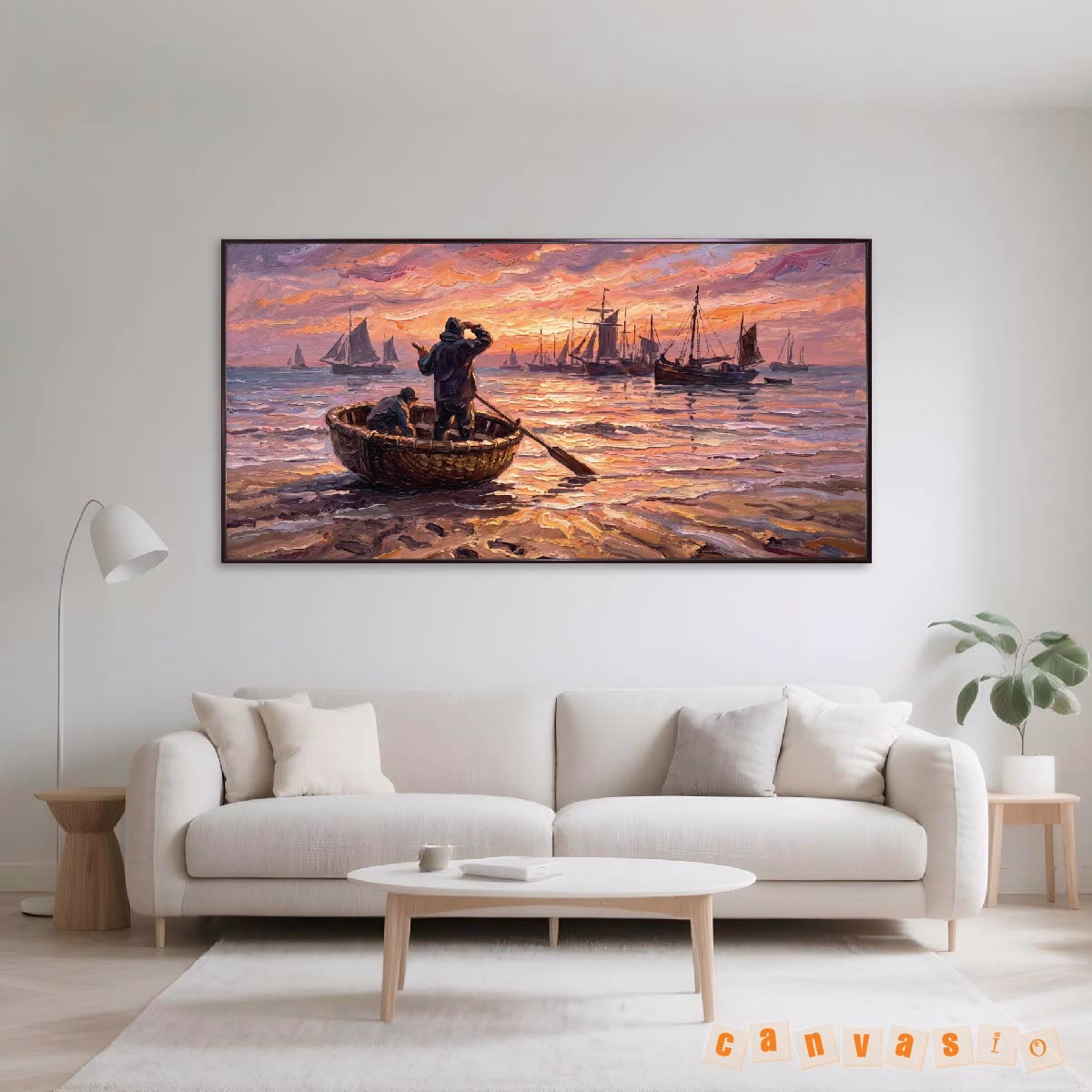 Tranh canvas thuyền và biển hoàng hôn | Mã KAP-PCB 0001