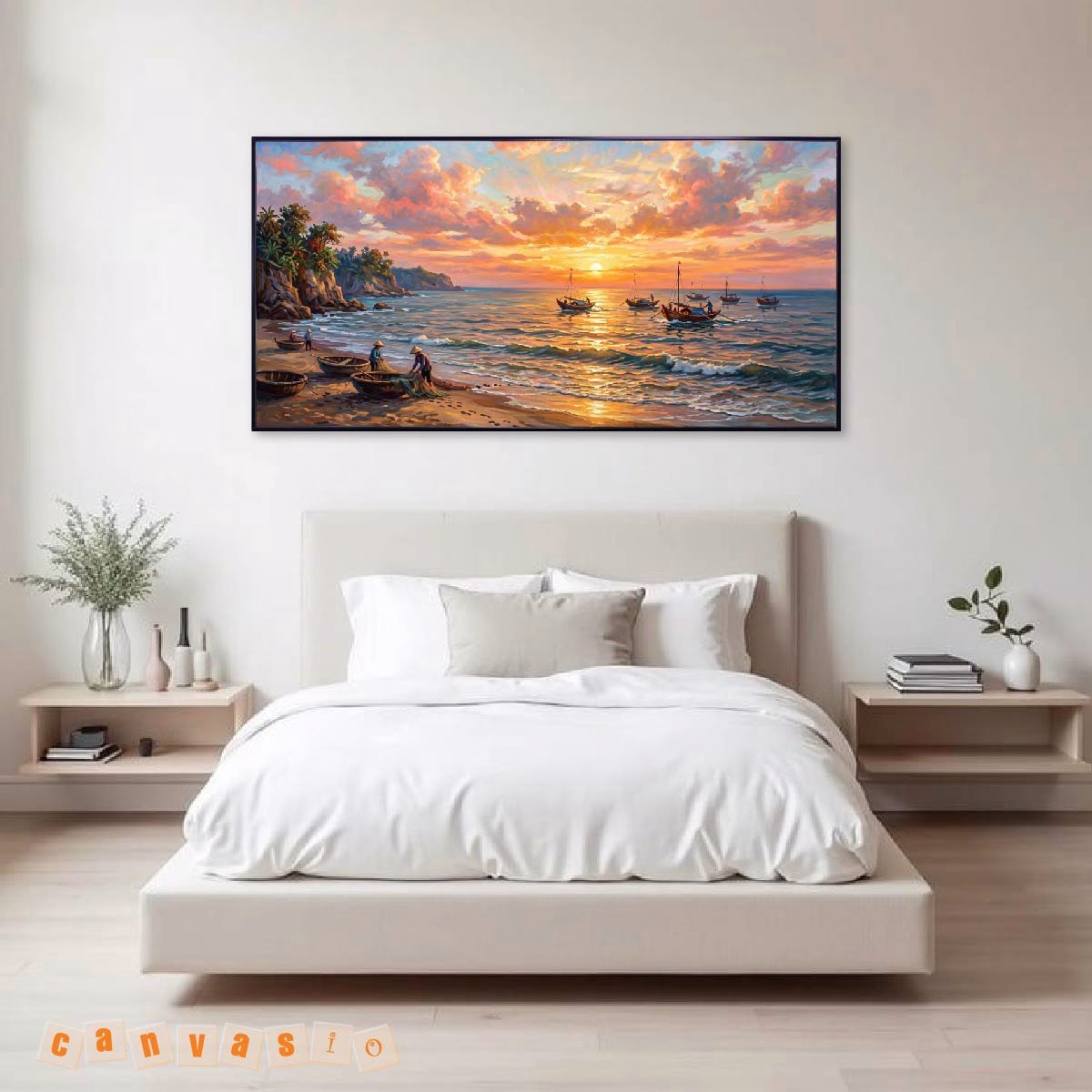 Tranh canvas phong cảnh bình minh trên biển | Mã KAP-PCB 0008