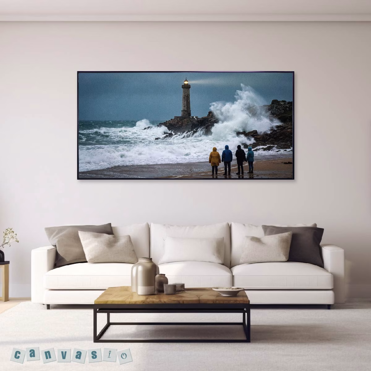 Tranh canvas ngọn hải đăng giữa sóng biển | Mã KAP-PCB 0014
