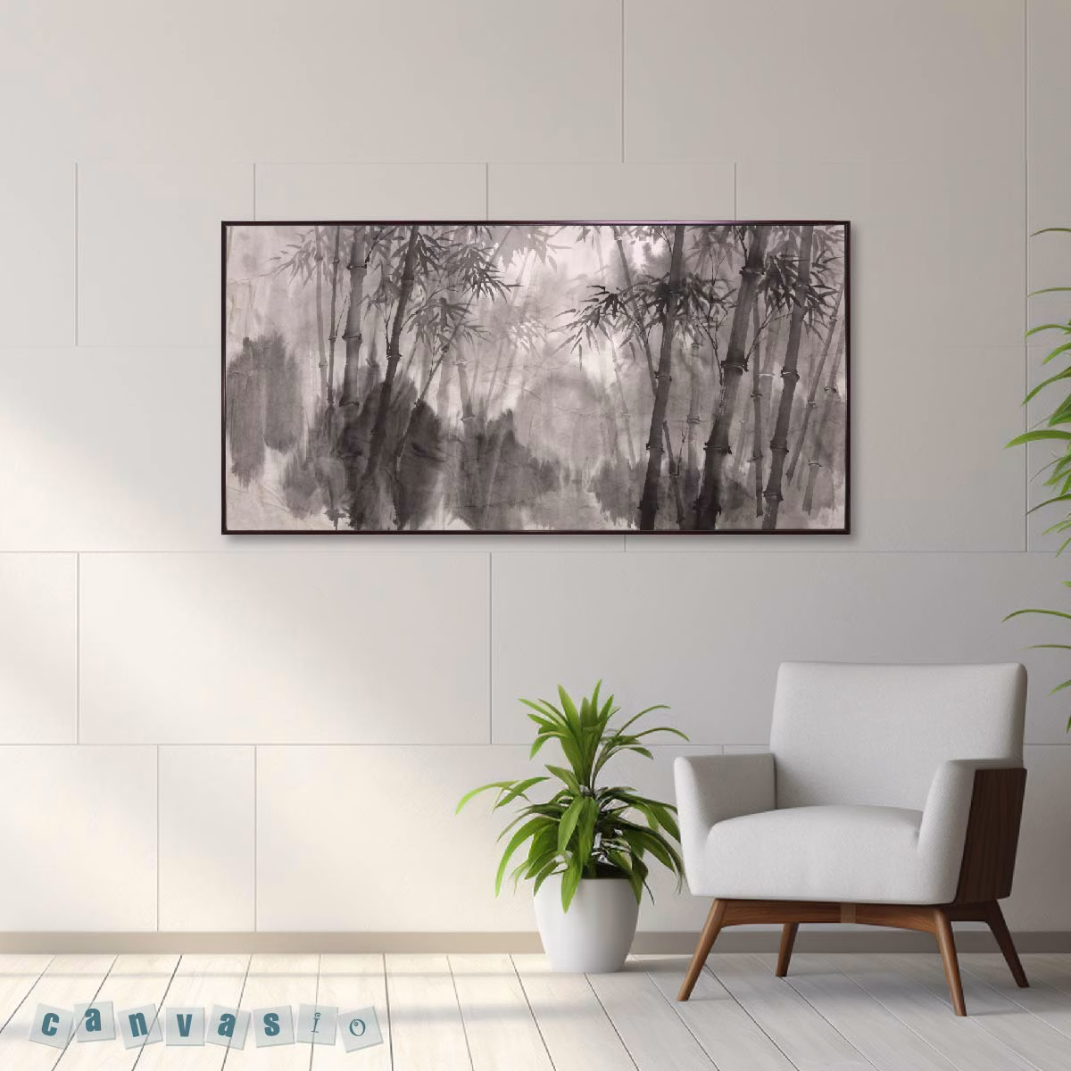 Tranh canvas treo tường rừng trúc thủy mặc nghệ thuật | Mã KAP-TR 0001
