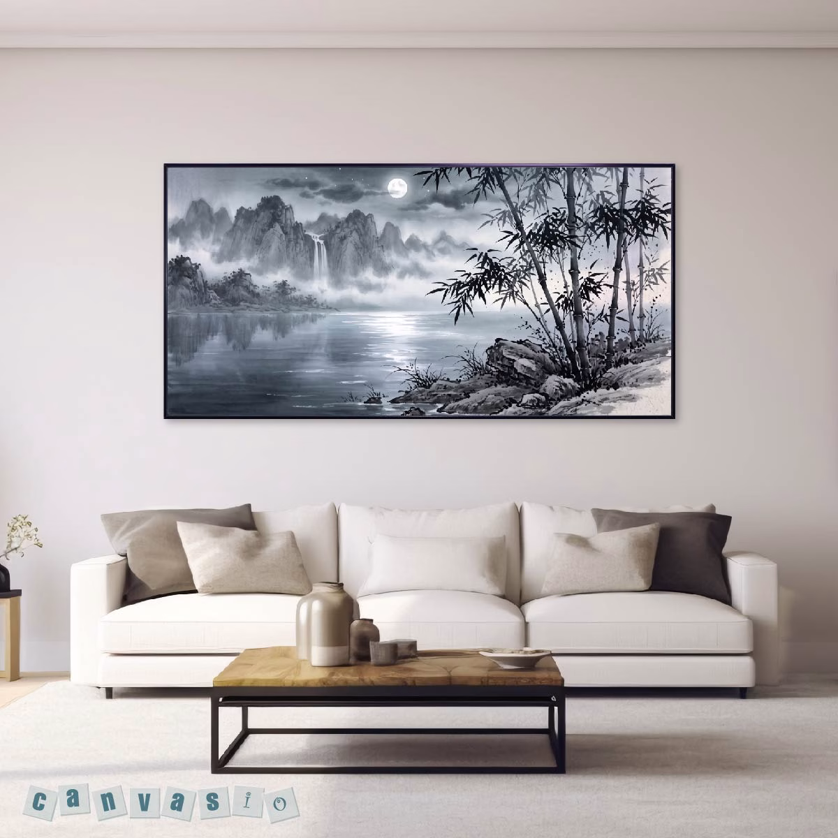 Tranh canvas sơn thủy trăng treo | Mã KAP-TR 0008