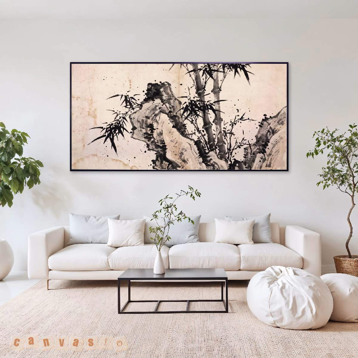 Tranh canvas trúc đá thủy mặc treo tường cao cấp | Mã KAP-TR 0009