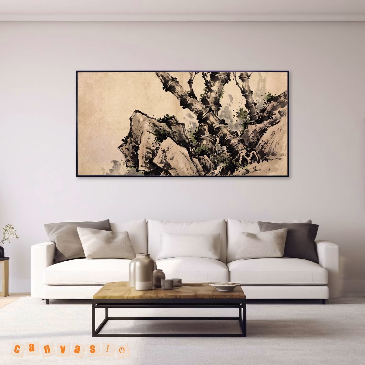 Tranh canvas trúc mộc nghệ thuật thủy mặc | Mã KAP-TR 0010