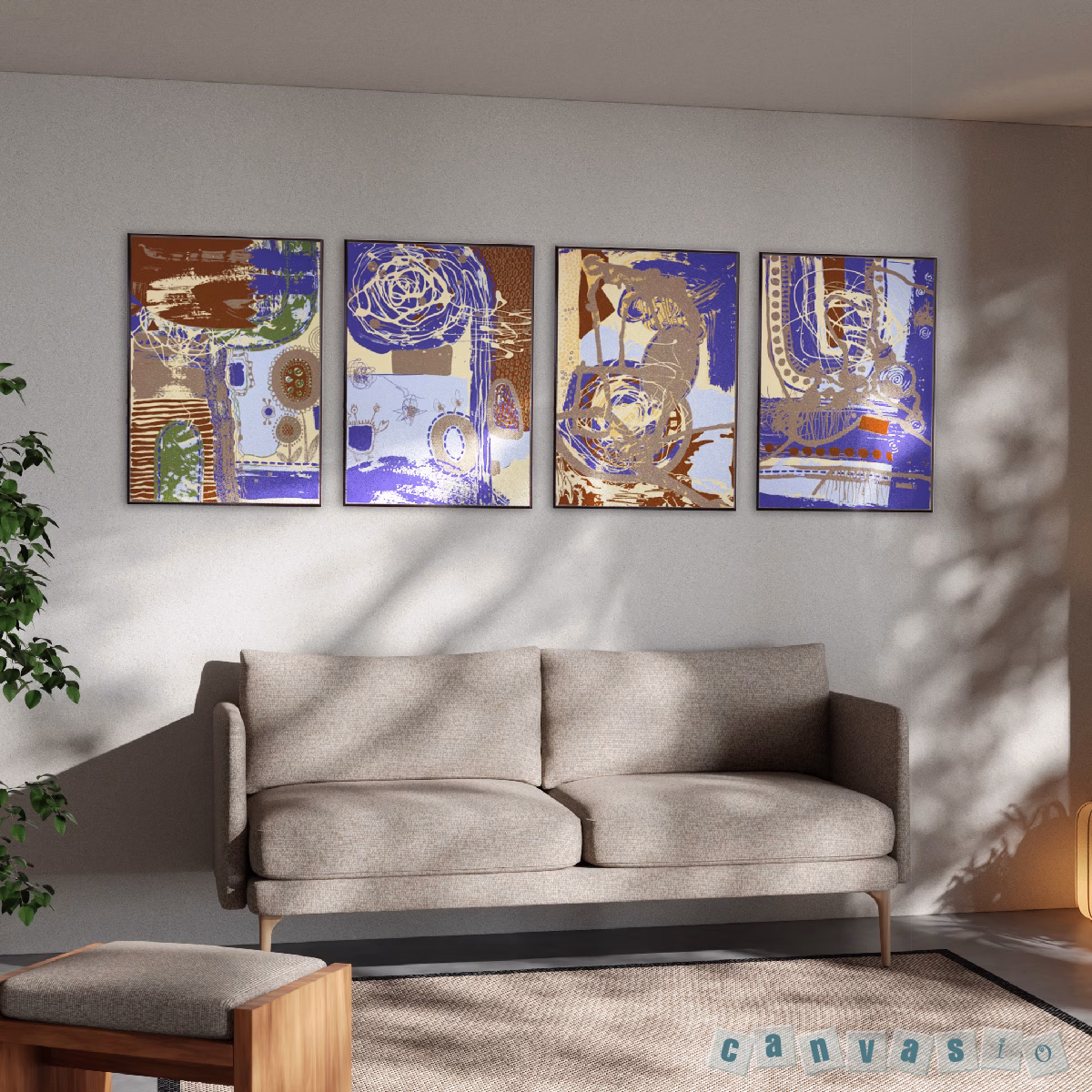 Vẻ đẹp trừu tượng và hiện đại từ bộ tranh Canvas | Mã KAP-TT 0023