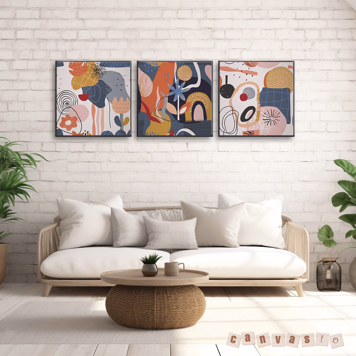 Tranh canvas treo tường nghệ thuật trừu tượng 4 bức | Mã KAP - TT 0025