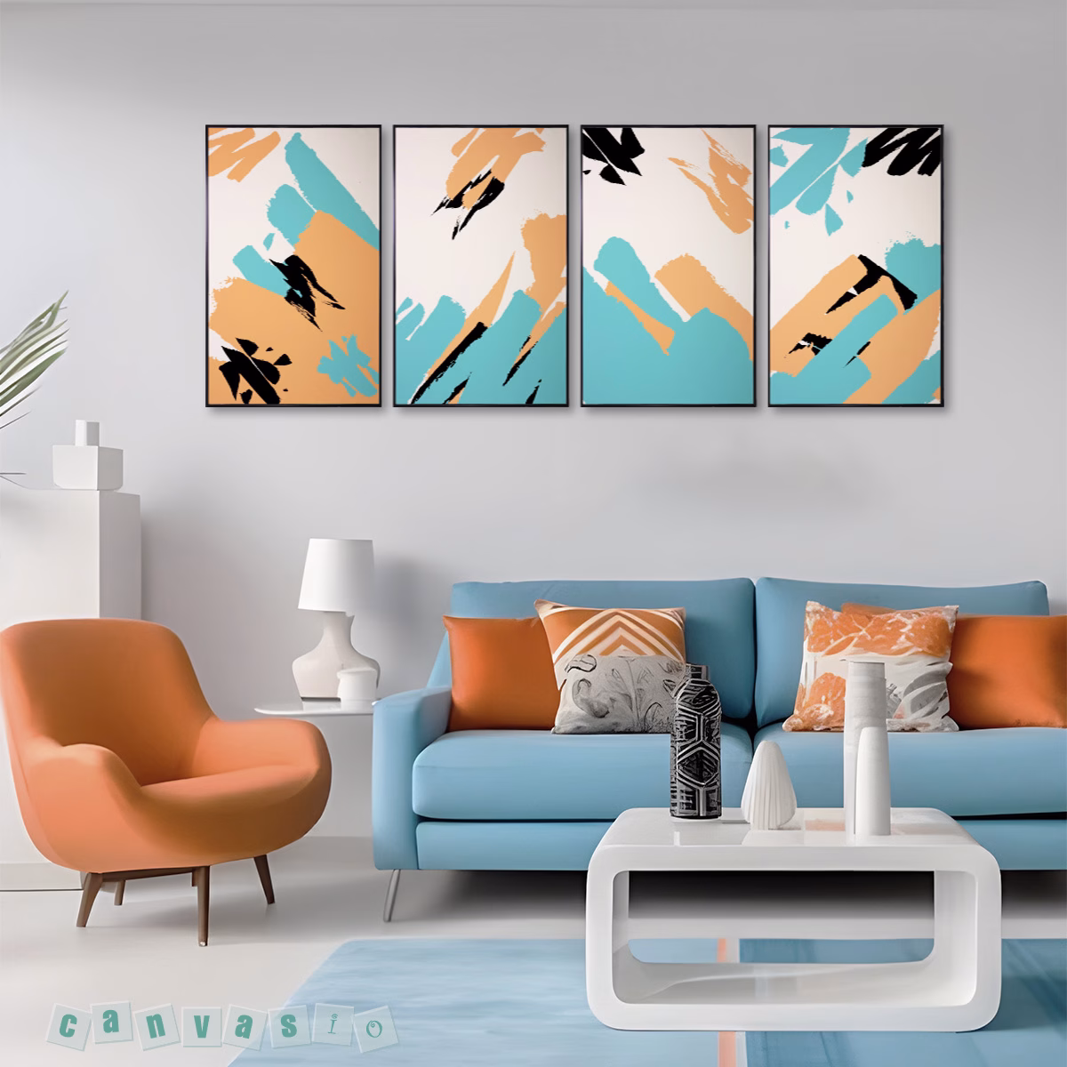 Bộ 4 bức tranh canvas trừu tượng | Mã KAP-TT 0027