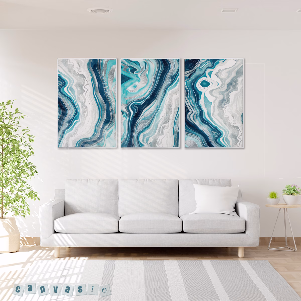 Bộ 3 bức tranh canvas trừu tượng hiện đại KAP-TT 0033