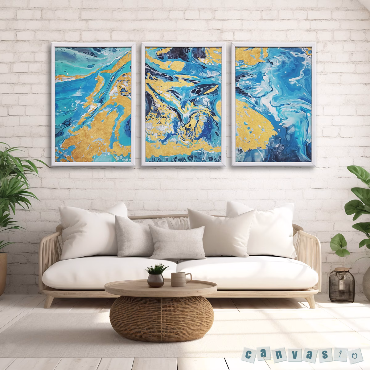Bộ tranh canvas trừu tượng đại dương dát vàng | Mã KAP - TT 0037 Bộ tranh canvas trừu tượng đại dương dát vàng | Mã KAP - TT 0037