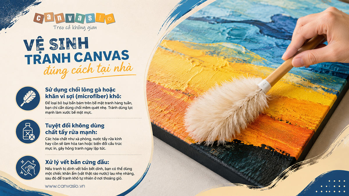 Cách Bảo Quản Tranh Canvas Luôn Như Mới Vệ sinh tranh canvas đúng cách tại nhà