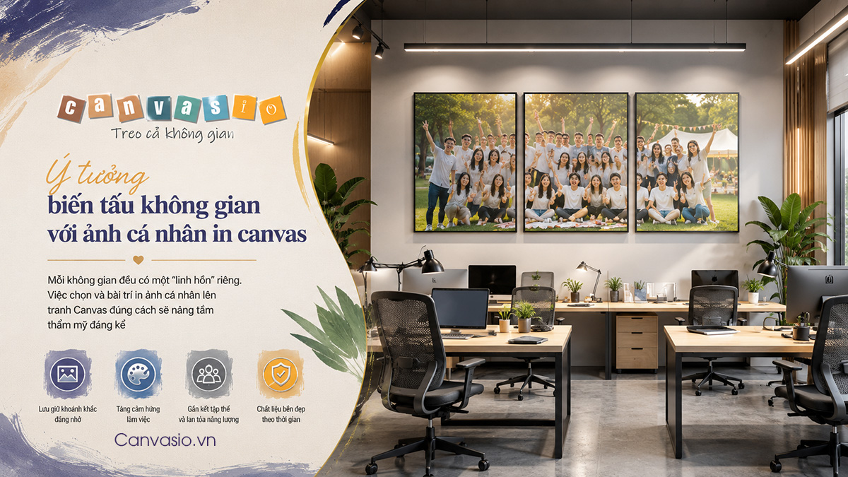 In Ảnh Cá nhân Lên Tranh Canvas Có Đẹp Không? Ý tưởng biến tấu không gian văn phòng với ảnh cá nhân in canvas